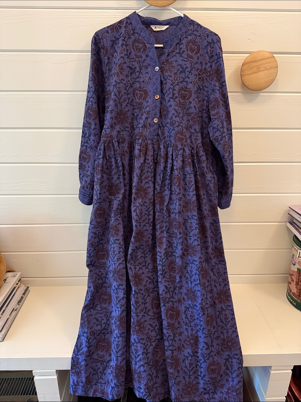 Marketplace Handwork of India Floral Cotton Maxi Dress in Organic Cotton